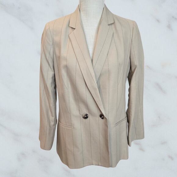 NWT EXPRESS pinstripe double-breasted petite blazer womens sz 4 - Picture 2 of 7